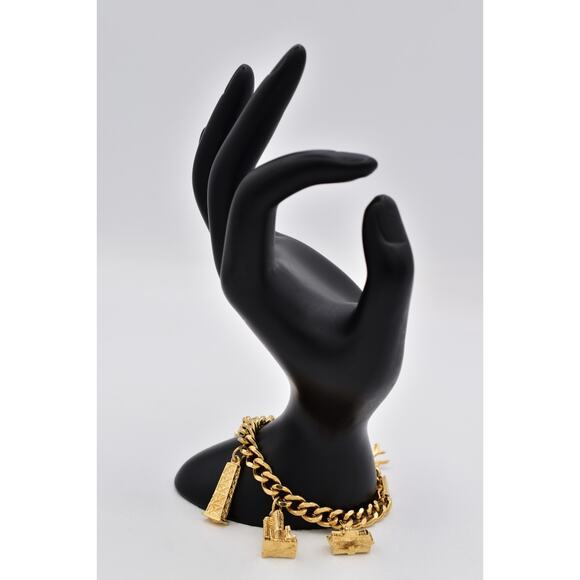 Vintage NYC Landmark Charm Bracelet Gold Tone Skyscraper Dangle Chain 80s BinO - Picture 6 of 12